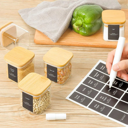 Bamboo Lid Glass Spice Jars