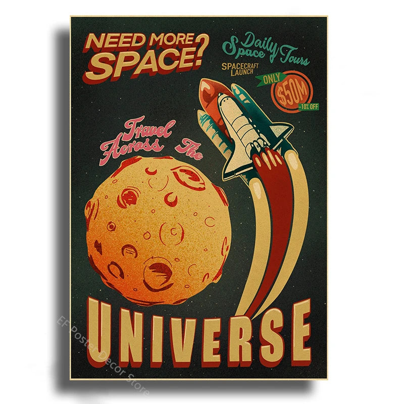 Vintage Outer Space Wall Art Collection