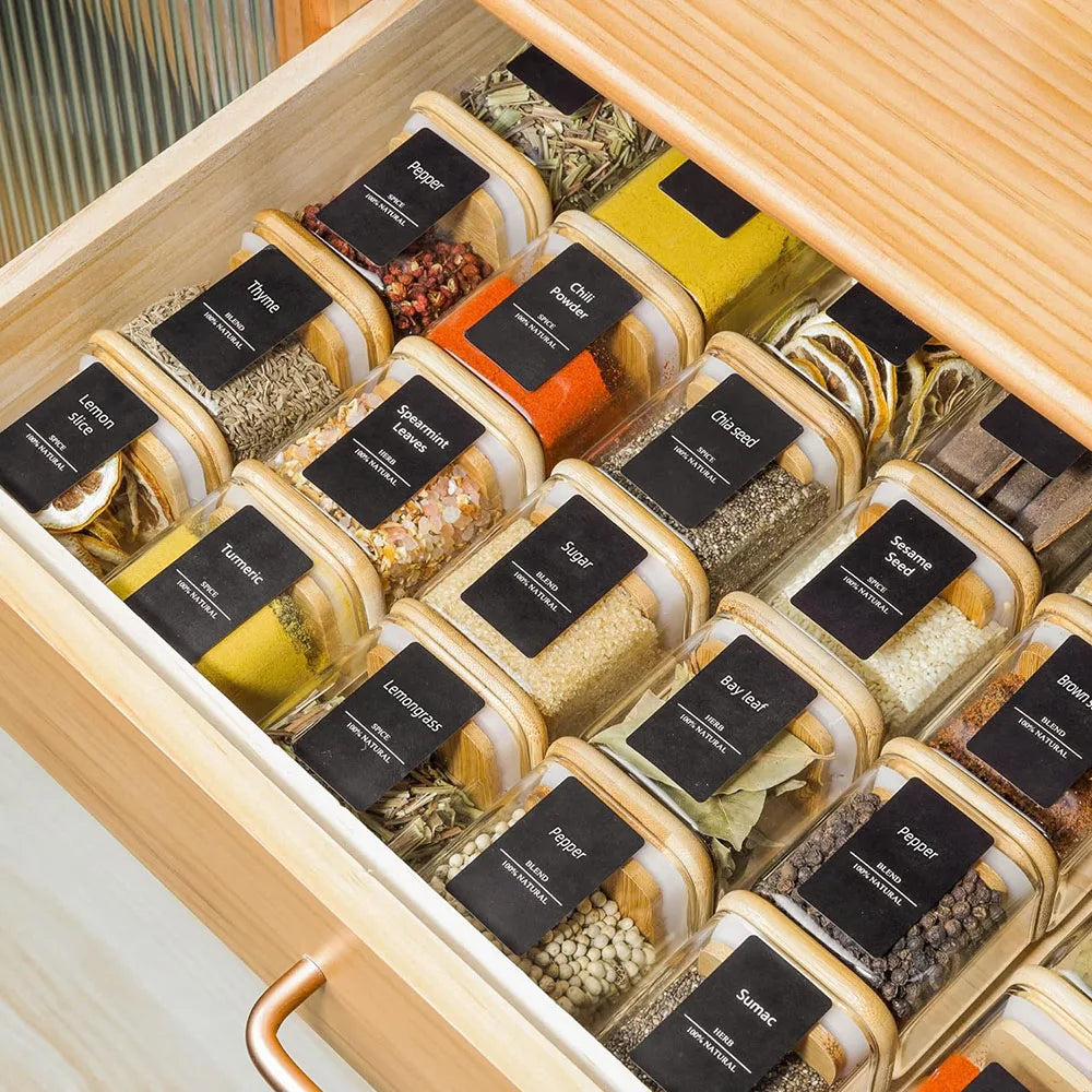 Bamboo Lid Glass Spice Jars