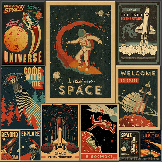 Vintage Outer Space Wall Art Collection