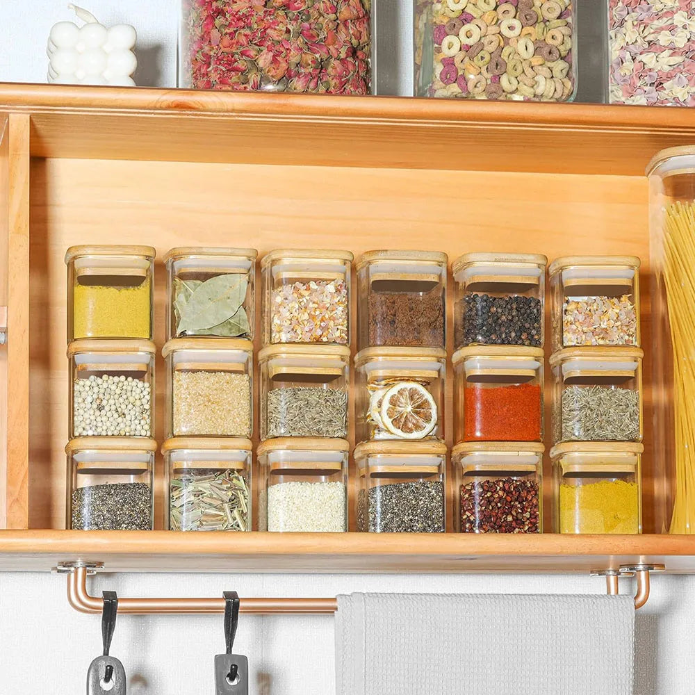 Bamboo Lid Glass Spice Jars