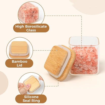 Bamboo Lid Glass Spice Jars