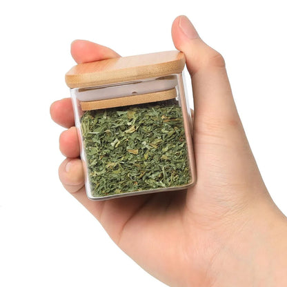 Bamboo Lid Glass Spice Jars